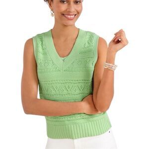 Talbots Cropped Shaker Stitch Sweater Vest. Mint green. Sz M.NWT.MSRP $79.50